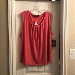 NWT Pleated Neck Salmon Pink Shell